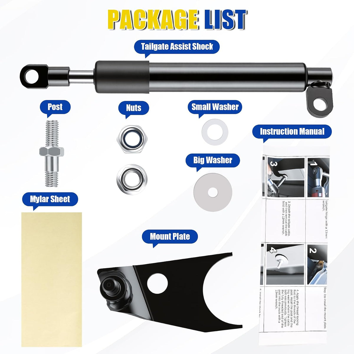LivTee Tailgate Assist Shock Kit, Slow-Down Tailgate Damper Compatible with Chevy Silverado & GMC Sierra 1500 2500 3500 1999-2006 & Classic 1500 2007, Pickup Truck Accessories