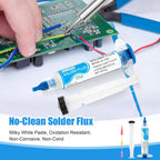 Solder Wick And Solder Flux Paste, No Clean Soldering Flux (3 Piece) Desoldering Wick Braid (2 Piece) For Electronics Repair For Disassemble Electrical Components (5 Pack Kit)