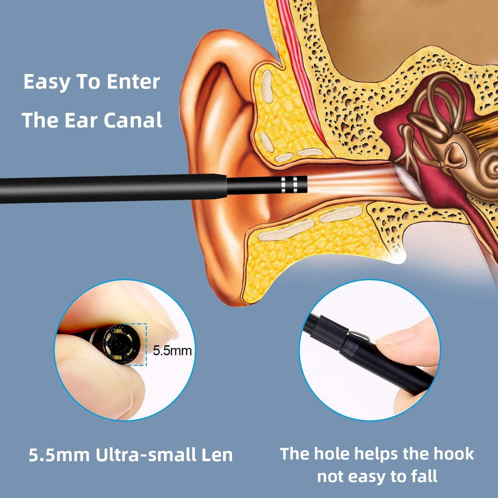 Ear Wax Removal Tool Kit, Ear Otoscope Cleaning Tool with Light Camera, HD Ear Digital Endoscope Ear Pick Equipped