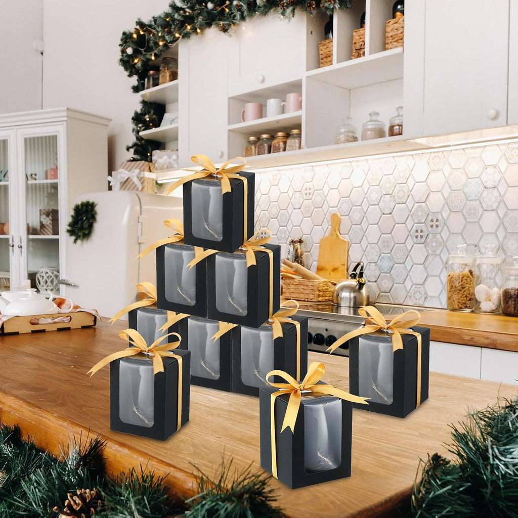 50 Pack Gift Boxes for 9 oz Stemless Wine Glass, Black