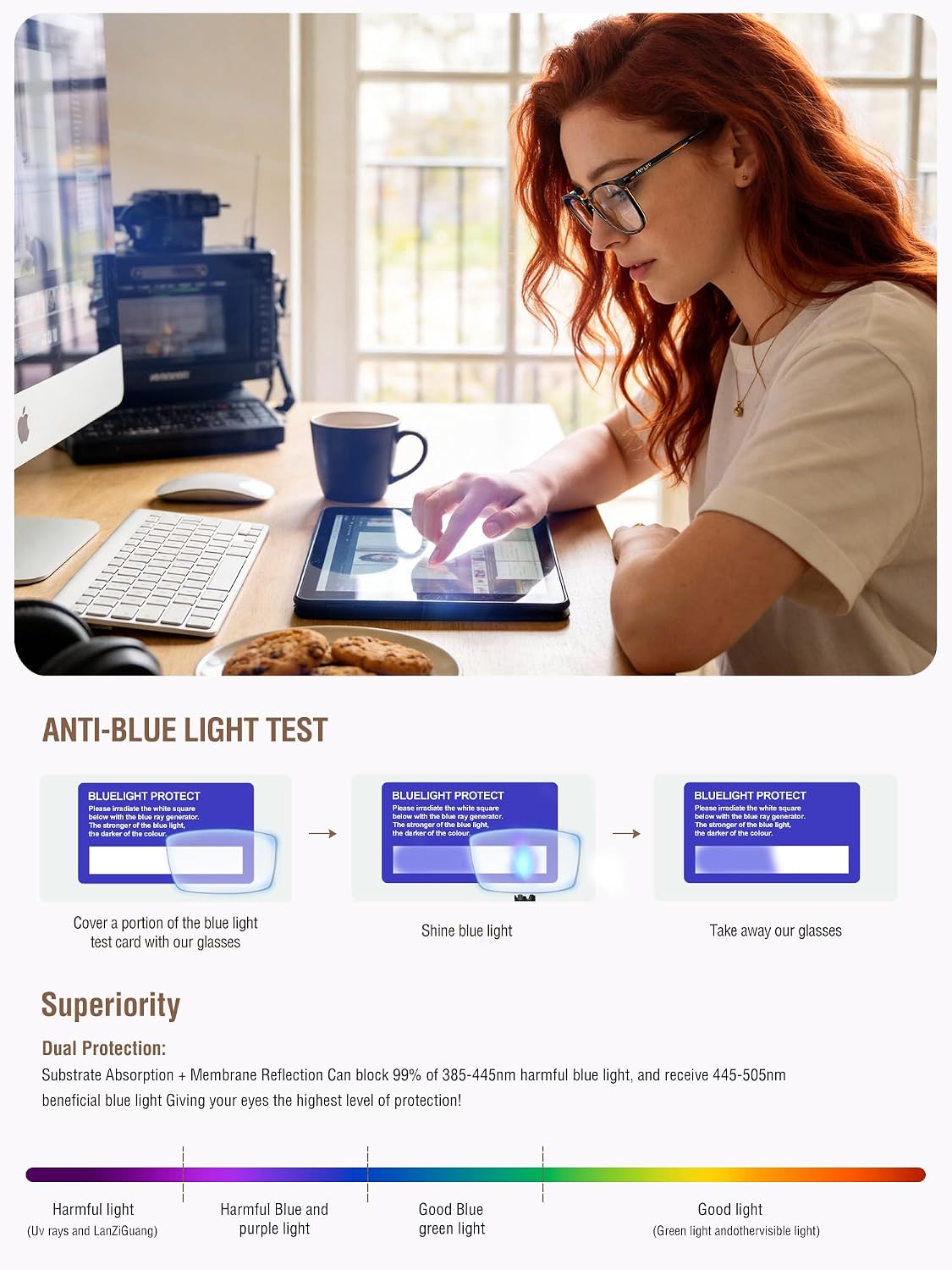 Blue Light Glasses for Woman Men, Womens Blue Light Blocking Glasses Computer Glasses Anti Eyestrain
