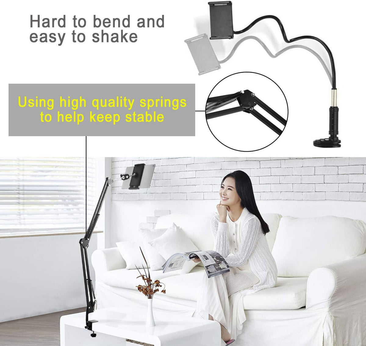 Tablet Stand for Bed,360 Degree Rotating Bed Tablet Mount Holder Stand with Aluminum Arm for iPad,iPhoneXS,N-Switch