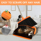 Broom and Dustpan Combo Set,Long Handle, Brown Orange
