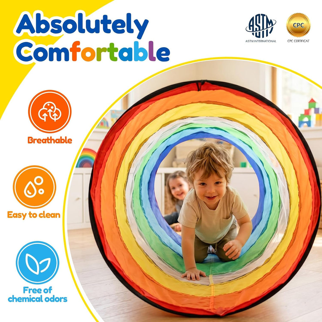 Kids Play Tunnel Tent for Toddlers, Colorful Pop Up Crawl Tunnel Toy for Baby or Pet with Breathable Mesh