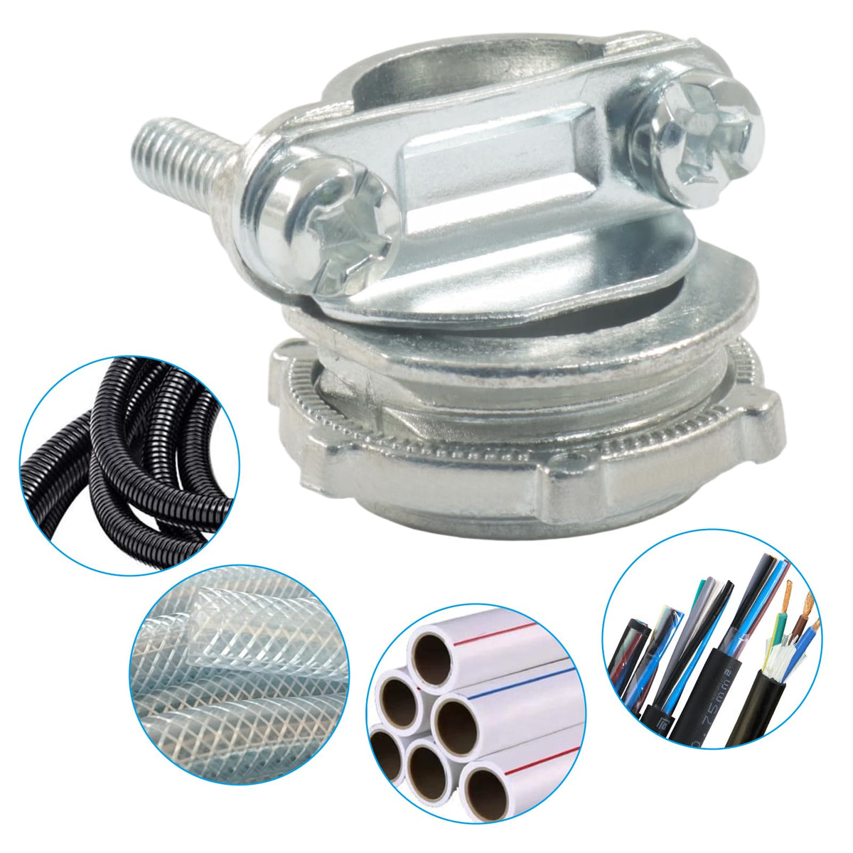 Zorveiio 3/8 Inch Clamp Type Cable Connectors, 24 Pack