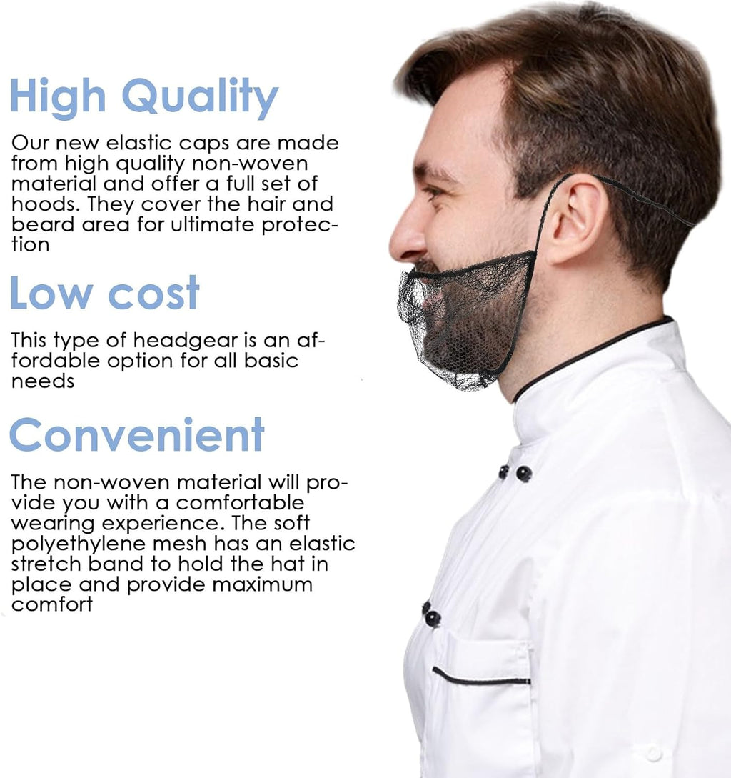 100 Pcs Beard Nets Food Service Beard Covers Beard Guards Black Comfortable Protective Beard Covers Beard Mask for