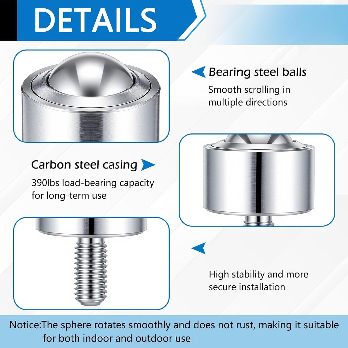 4 Pcs 1 Inch Steel Roller Ball Transfer Bearing Caster