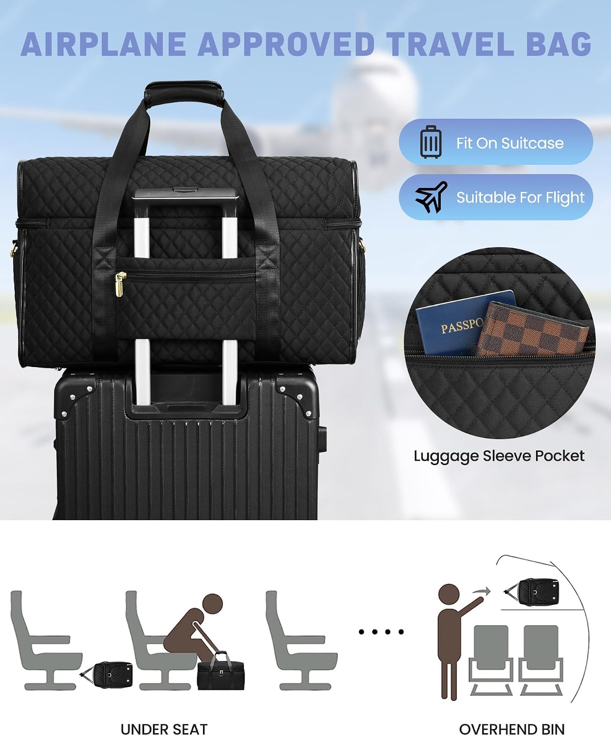 Weekender Travel Duffle Bag for Women: Overnight Bags with Shoe Compartment Carry on Bags for Airplanes with Toiletry
