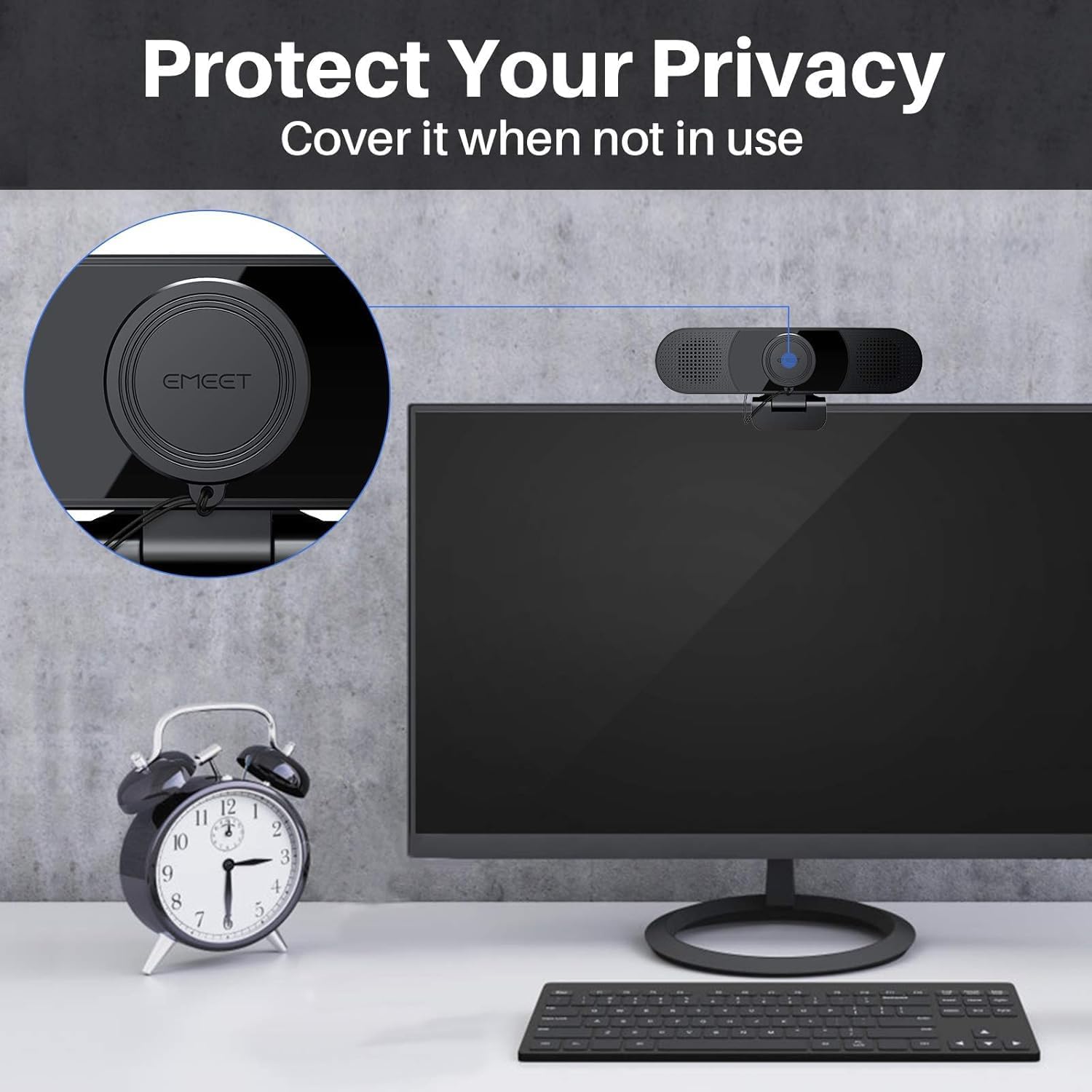 C980 PRO 3-in-1 1080P Webcam with Microphone and Speaker, 60°-98° FOV | Wide Angle Webcam w/ 4 Noise Cancel Mics 2