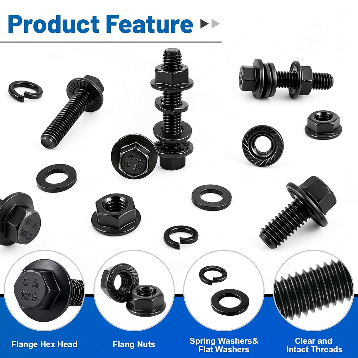 250PCS M8 Flange Hex Screws Nuts Assortment Kit, M8-1.25x16/20/25/30mm