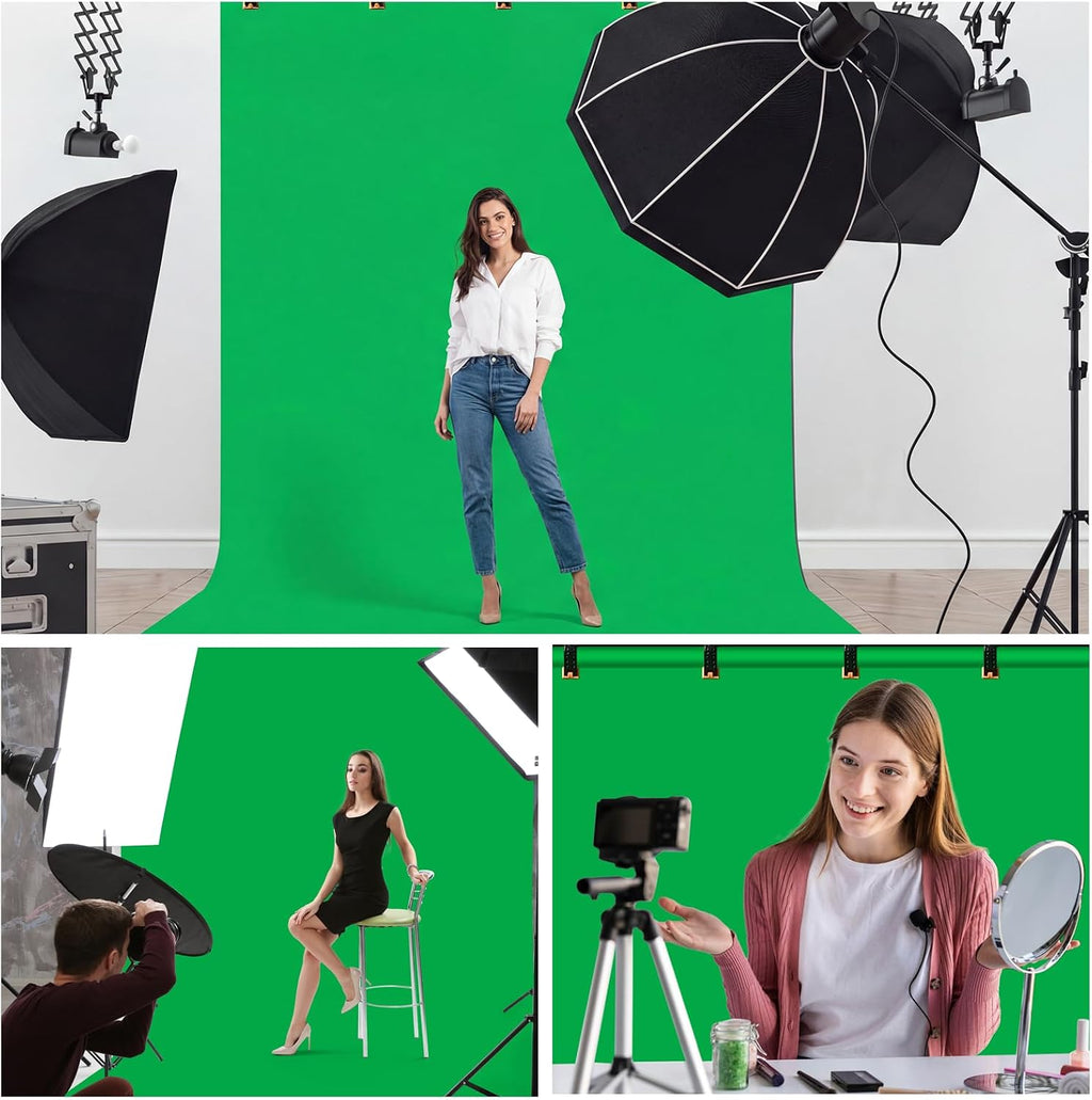 Green Screen Backdrop Kit, 6.5x5 Ft FT T-Shape Stand for Photography | Portable Green Screen Kit,4 Clamps, Carrying