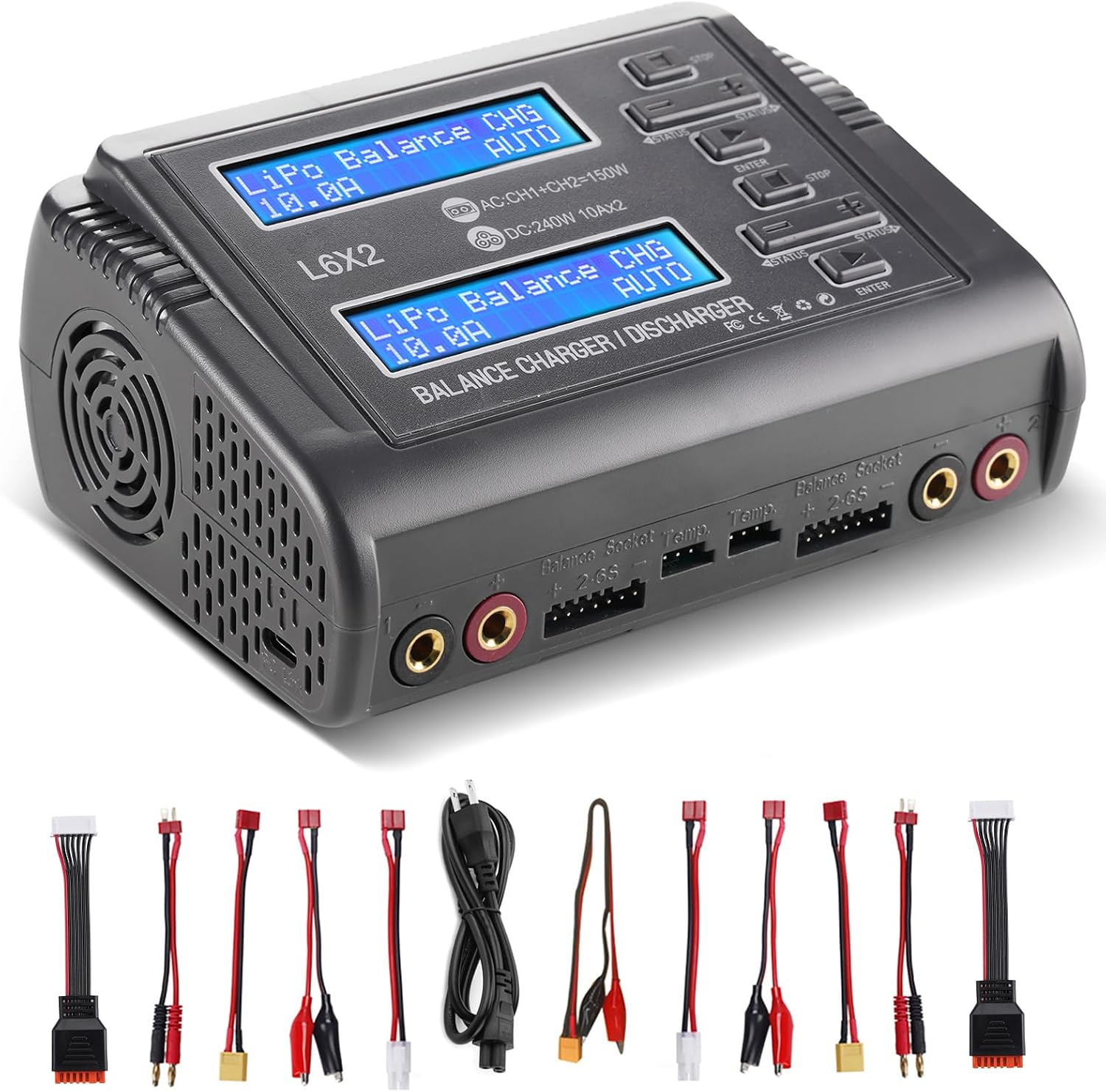 LiPo Battery Charger Dual 10A RC Fast Balance Battery Charger Discharger | RC Car Drone Chargers for 1S-6S LiPo