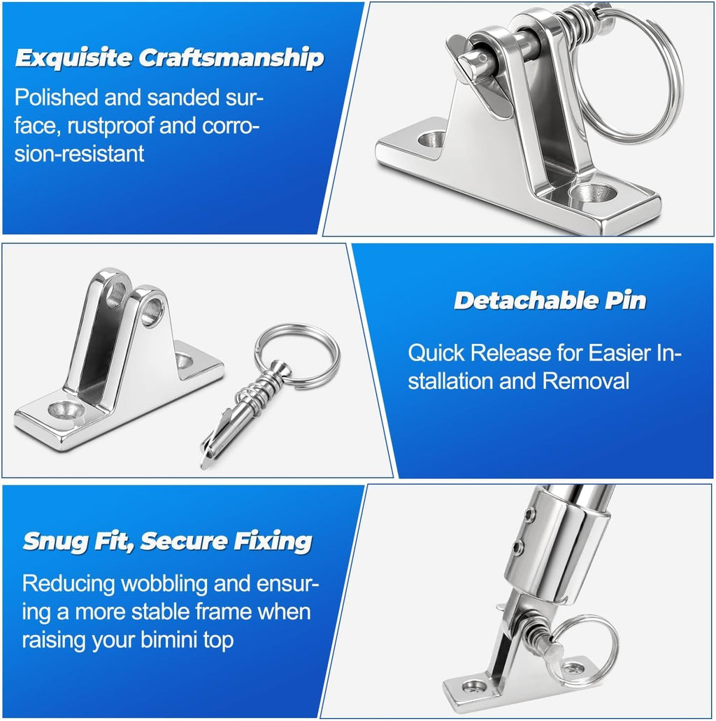 4Pack Bimini Top Brackets, 304 Stainless Steel Bimini Top Hardware