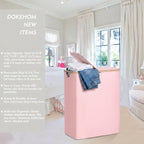 160L Double Laundry Basket Hamper with Lid & Removable Bags, Pink
