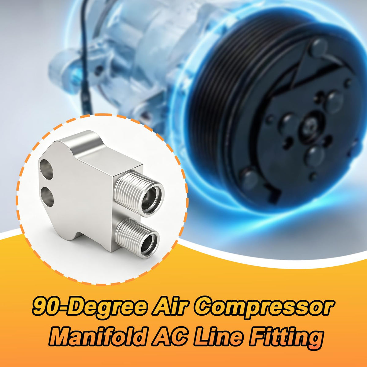 AUTOVIC 90 Degree AC Compressor Fittings for Sanden 7B10 Peanut Compressor