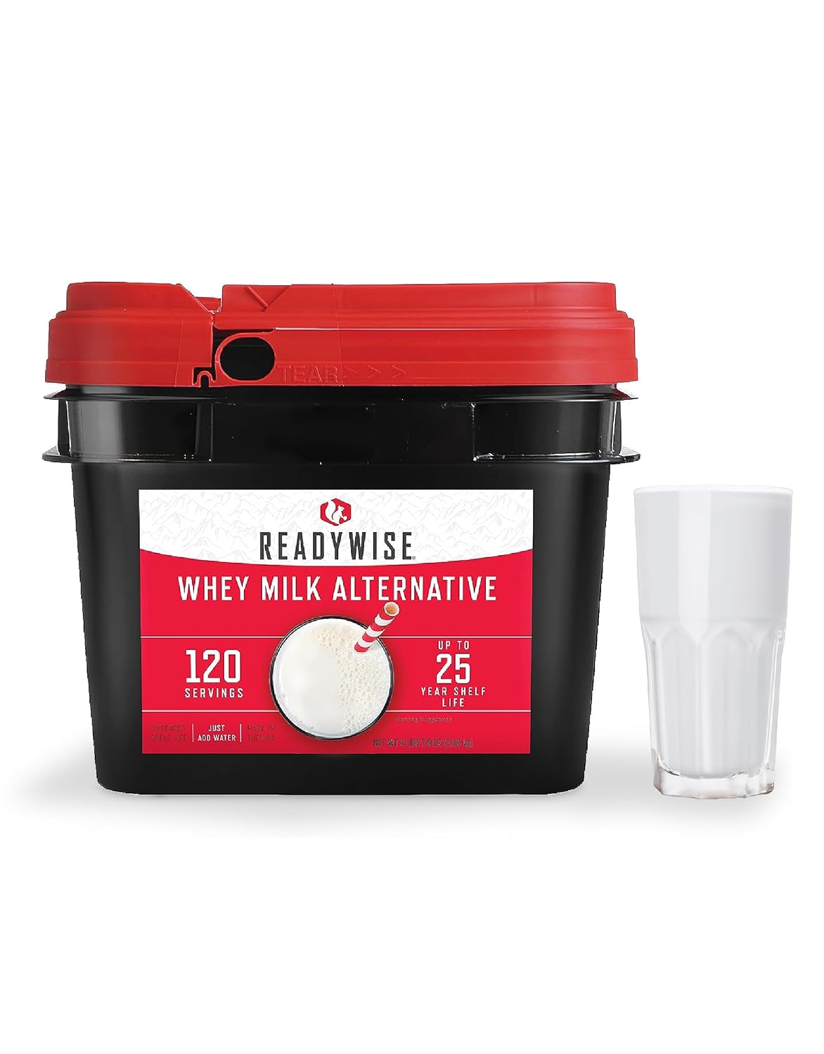 Whey Powdered Milk Alternative - 120 Servings Bucket, Emergency Food Supply, Protein Camping Meals, Survival Kit &