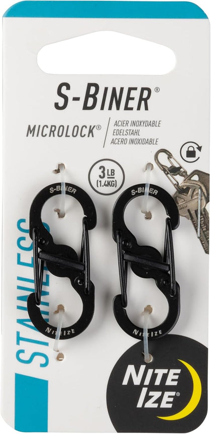S-Biner MicroLock Stainless Steel - S-Biner with Locking Dual Sided Gates - Keep Keys Secure with Carabiner Key