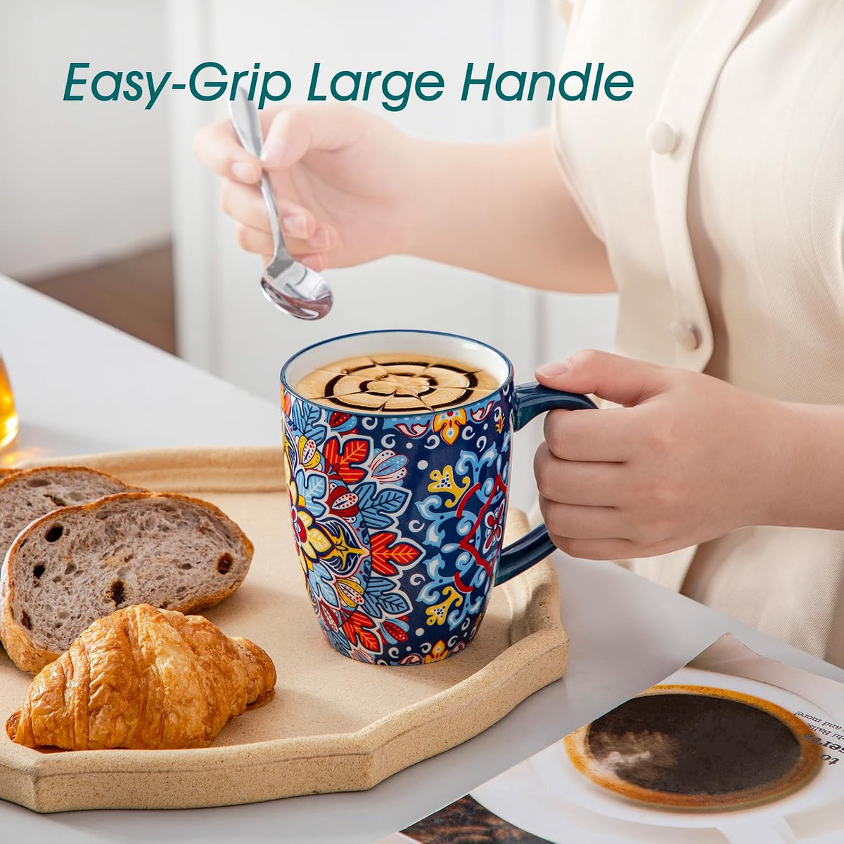 SIMI 16 oz Large Coffee Mugs Set of 6, Ceramic Cups with Handle