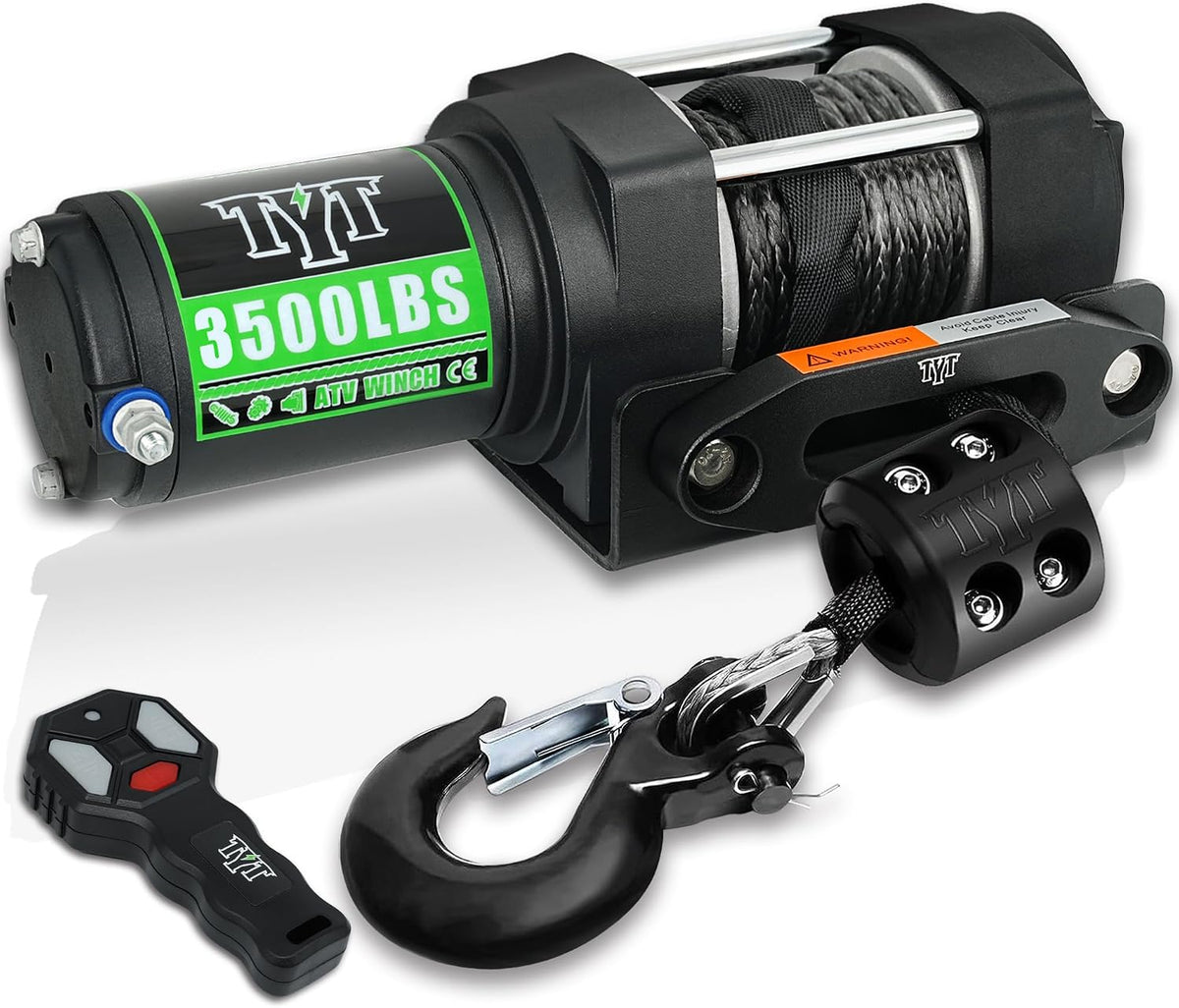 3500 lb ATV Winch with Wireless Remote and Wired Switch, 12V DC Electric Winch 7/32"x 30FT Synthetic Winch Rope with