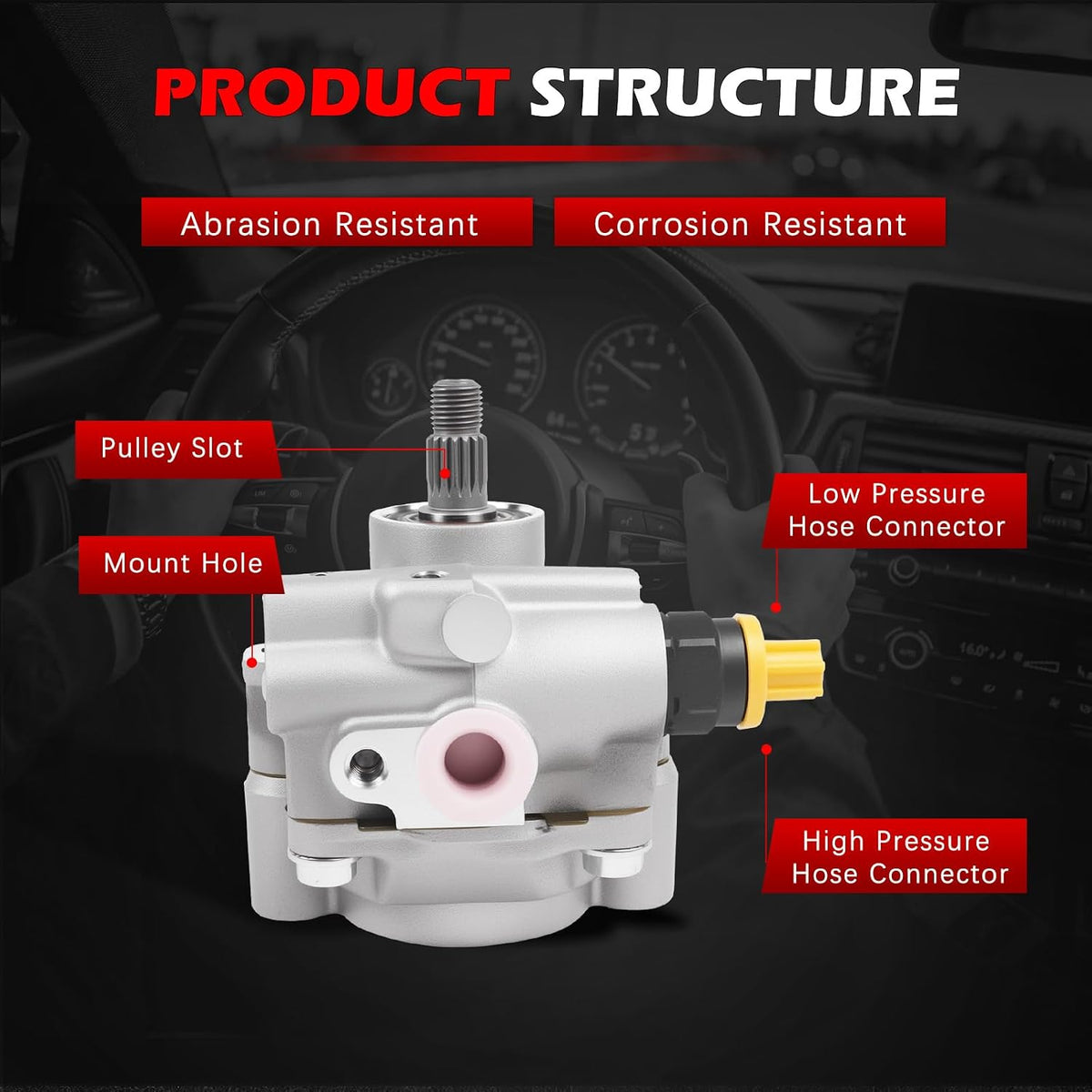 21-5875 Power Steering Pump Fit for Corolla 1993-1997 1.8L L4, for Corolla 1994-1997 1.6L L4, for Prizm 1993-1997 1.6L L4, Power Assist Pump Replace for 21-5875, 94852766, 4432012321
