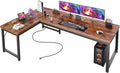 63 Inch L Shaped Desk with Power Outlets and USB-C Port, 0.95 Inch Thicker Desktop, Reversible Computer Desk, Larger