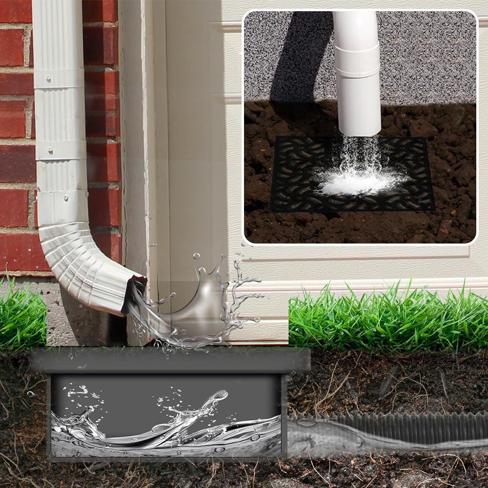 Gutter Downspout Extensions, 12 x 12in Catch Basin