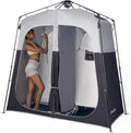 Instant Shower Tent, Portable Superior Stable Privacy Shelter, 2 Large Rooms Outdoor Toilet Tent with Floor for