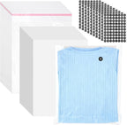 200 Set 10"x13" T-Shirt Packaging Bags with Cardboard Inserts and Clothing Size Stickers, Thick Clear Plastic
