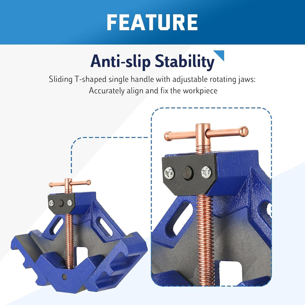 2Pcs Cast Iron Welders Angle Clamp Heavy Duty Two Axis Welding Clamp | Right Angle 90 Degrees Self Centering Jig and