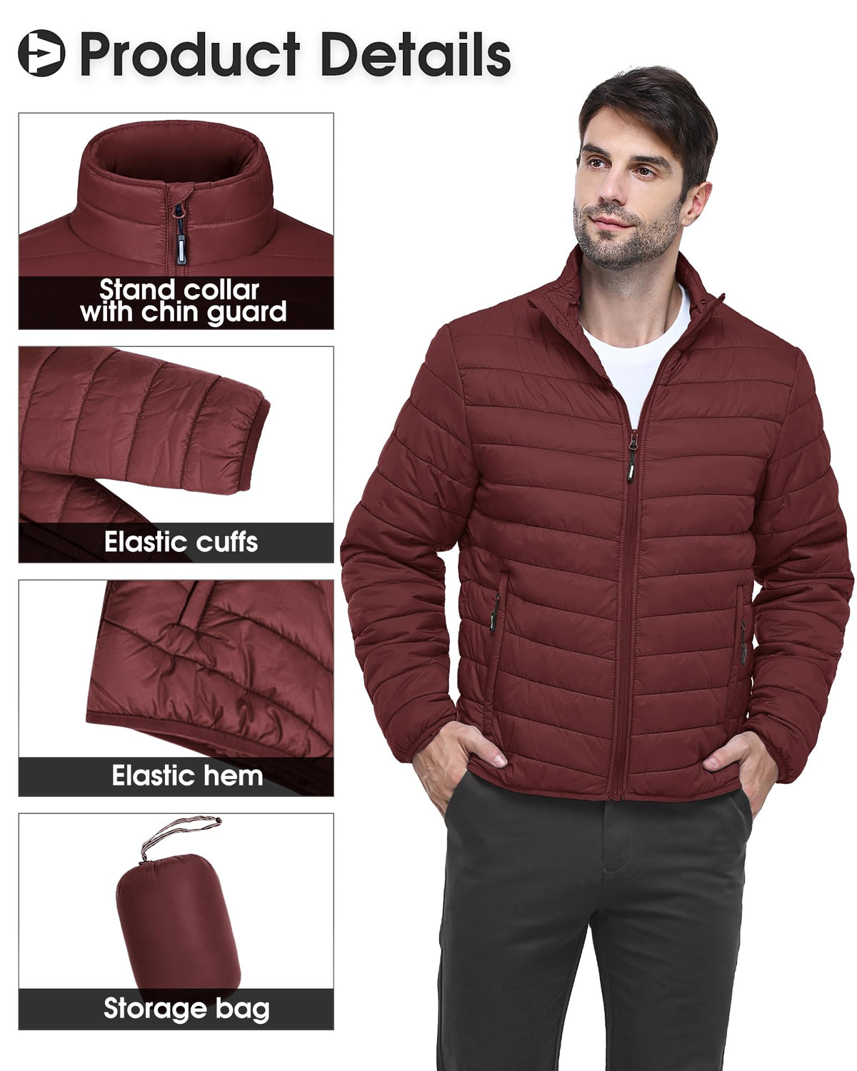 Men's Packable Puffer Jacket Lightweight Winter Puffy Coat