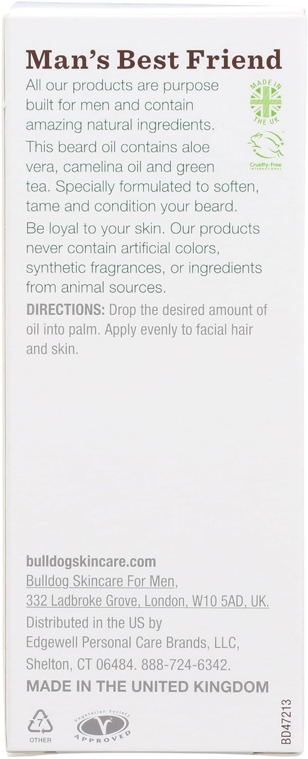BULLDOG Grooming Original Beard Oil with Aloe Vera, Tames & Conditions Beards, 1 FL OZ