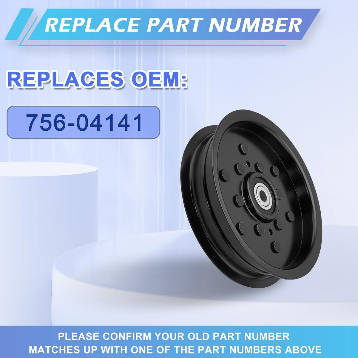 Lawn Mower Idler Pulley Replaces 756-04141 Compatible with Cub Cadet MTD White Outdoor RZT 50 ZT 50