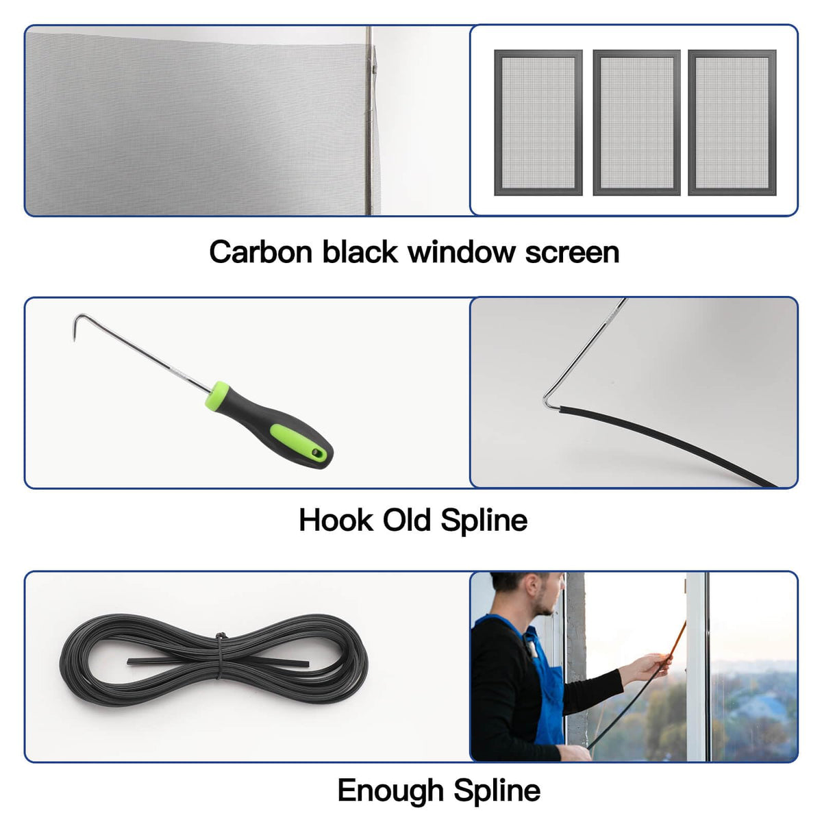 Window Screen Door Repair Kit Include Window Screens Mesh 48"x118" with All Tools in Window Screen Replacement(2pcs