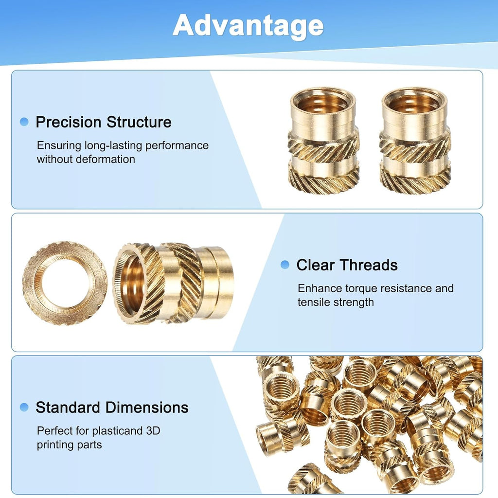 M METERXITY 20-Pack Threaded Inserts M8x12x10mm Brass