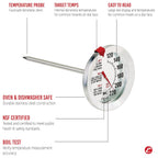 AH1 Stainless Steel Oven Safe Meat Thermometer, Extra Large 2.5-inches Dial, Temperature Labeled for Beef, Poultry