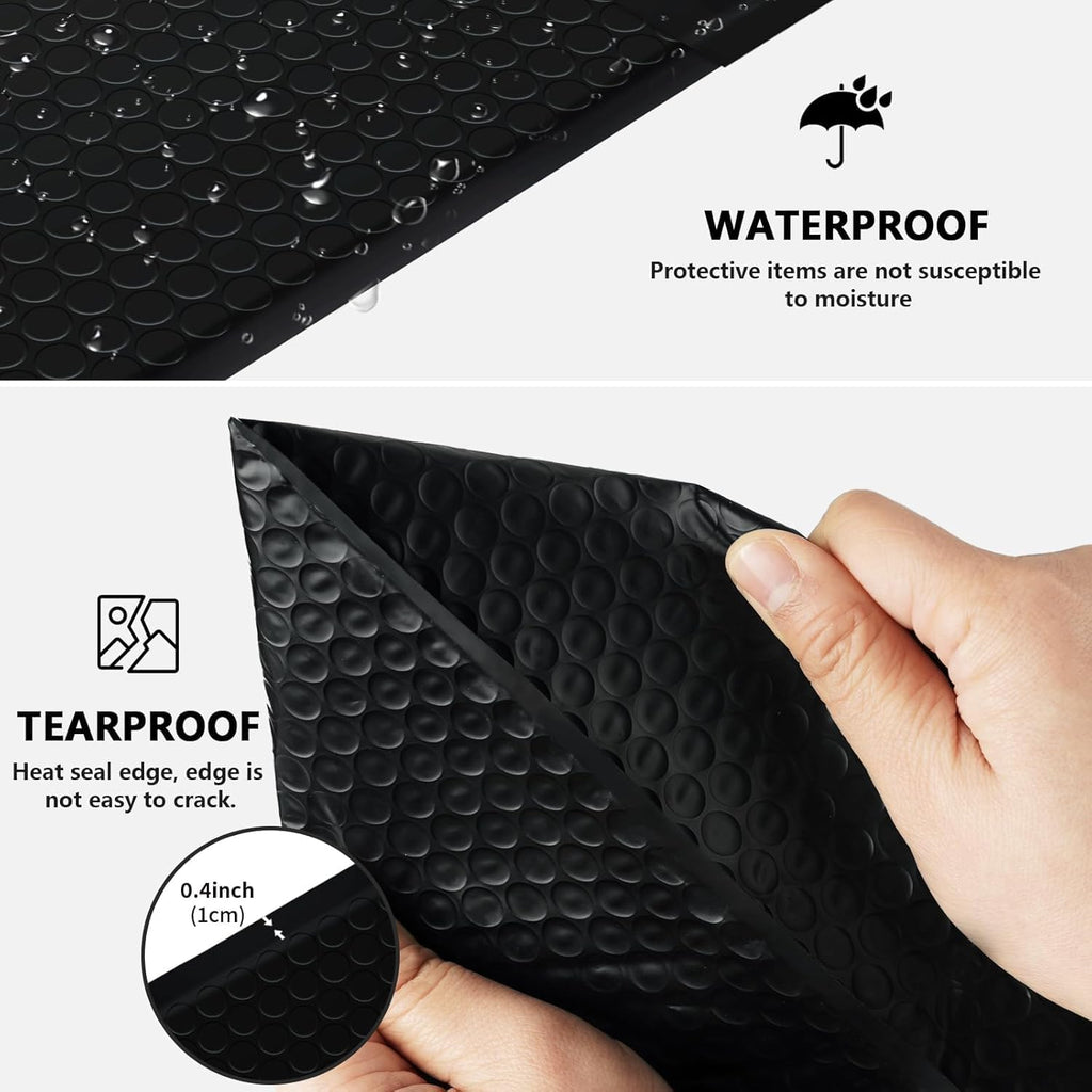 Bubble Mailers 6x10" 100 Pack Black Padded Envelopes Waterproof Usable Size 6x9 Self-Seal Padded Mailing Envelopes