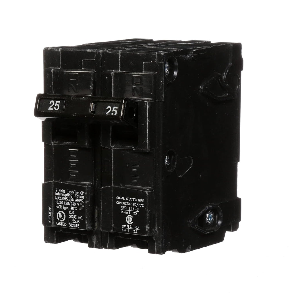 Siemens Q225 25-Amp Double Pole Type QP Circuit Breaker Black