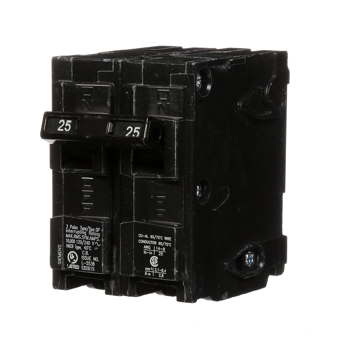 Siemens Q225 25-Amp Double Pole Type QP Circuit Breaker Black