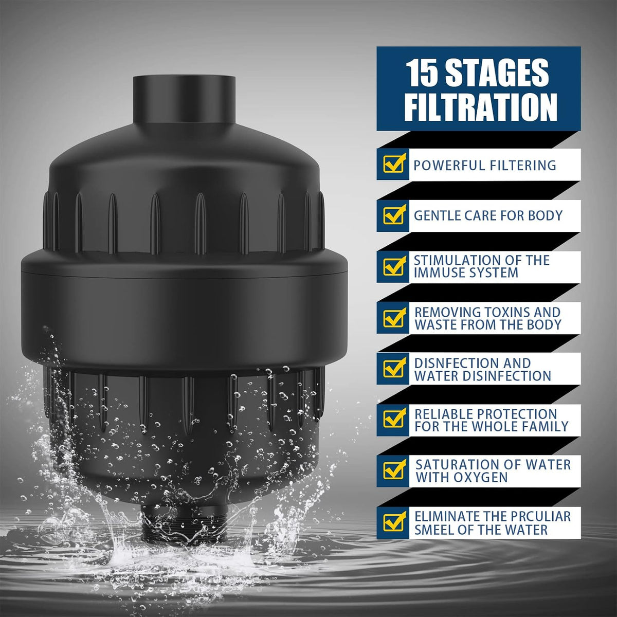 Shower Head with Shower Filter, Filtered Shower Head for Hard Water