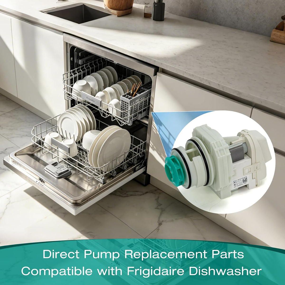 FFCD2413US4A Dishwasher Drain Pump Replacment Compatible with Frigidaire