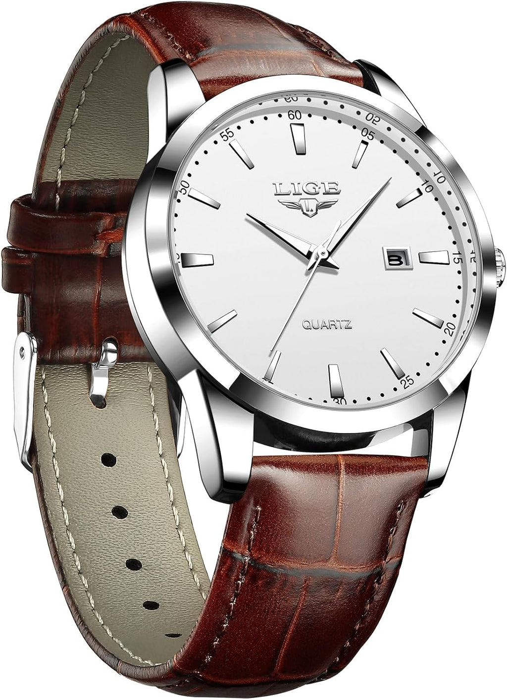 Watches for Men Waterproof Analog Dress Vintage Chronograph Analog Casual Leather Stainless Steel Unique Quartz