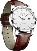 Watches for Men Waterproof Analog Dress Vintage Chronograph Analog Casual Leather Stainless Steel Unique Quartz
