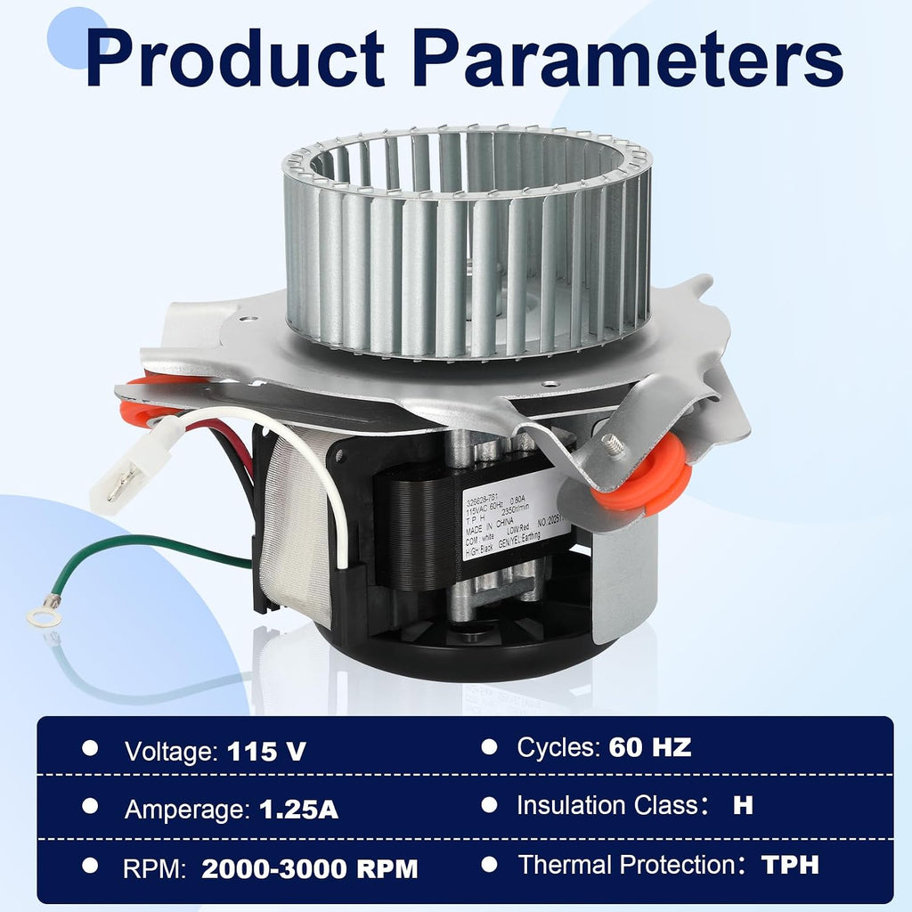 349336-761 Draft Inducer Motor Replacement HC21ZE125A 326628-761, Compatible with Carrier Bryant Payne,Furnace Exhaust Vent Venter Blower Motor Assembly, Replace 326628-761, 326628-701, 326628-711