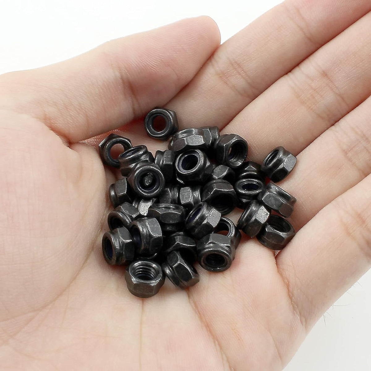 BokWin M5 x 0.8mm Black Zinc Plated Nylon Lock Nuts, 50PCS