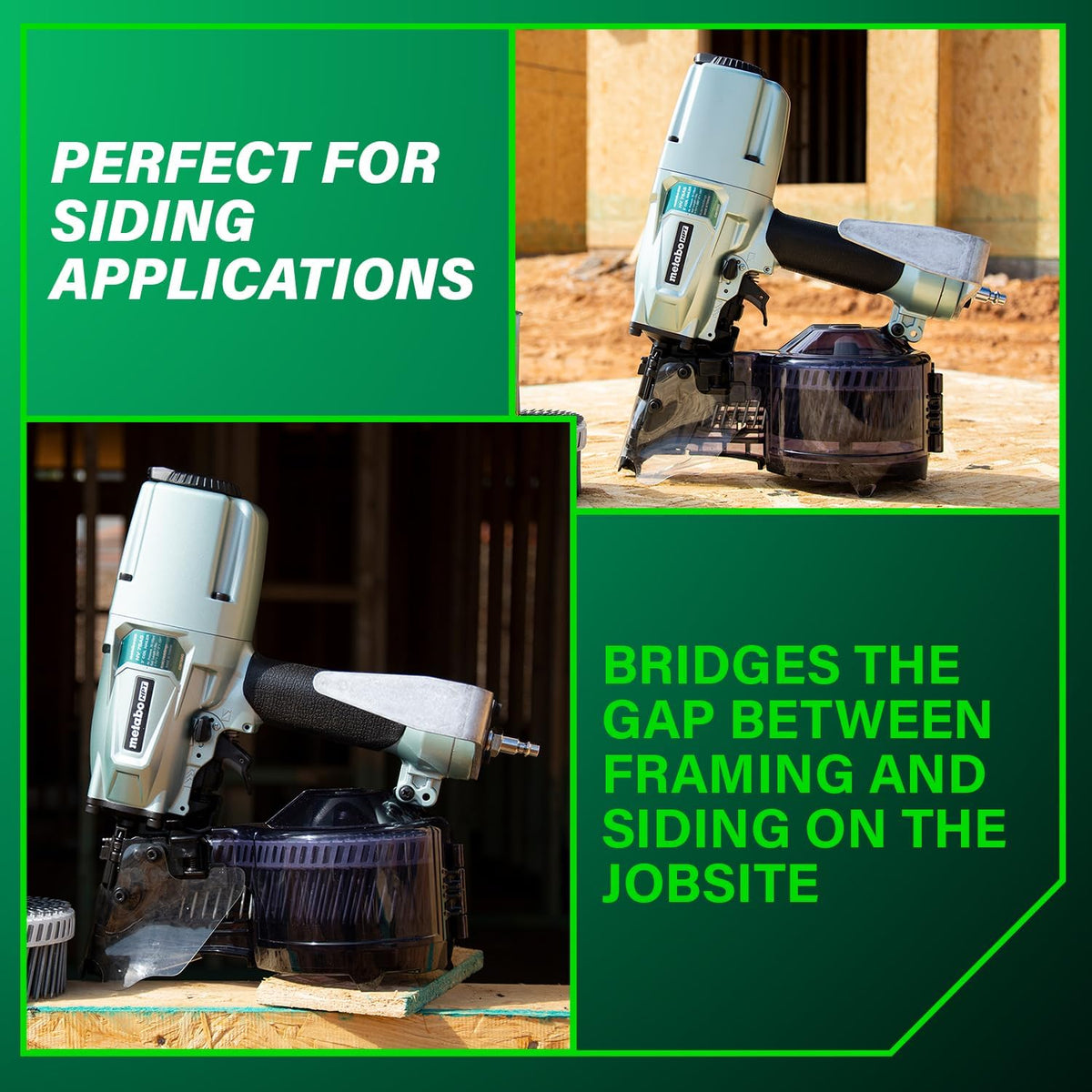 Metabo HPT Pneumatic Coil Nailer for Siding and Framing, NV75A5