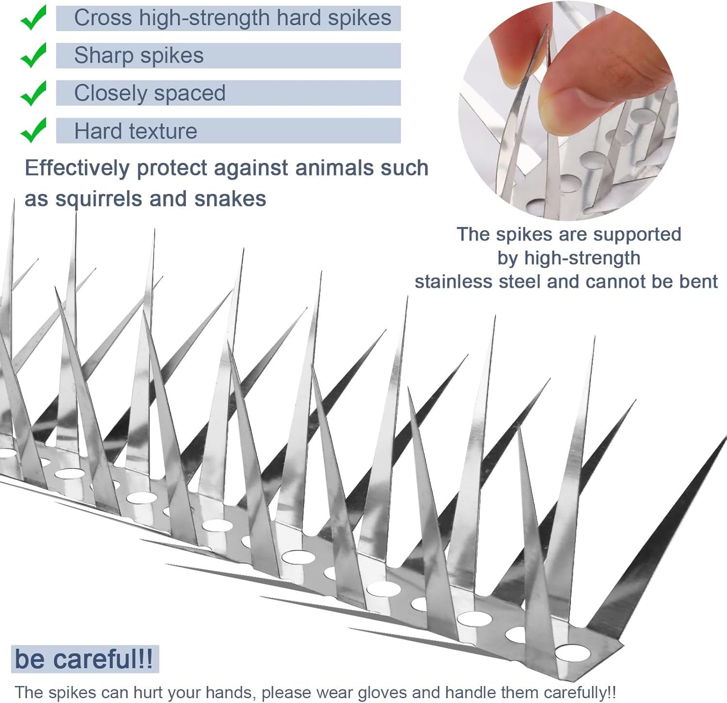 Bird Spikes 13 FT Anti Climb Spikes Stainless Steel Bird Squirrel Deterrent | Acts as squirrel baffles for bird