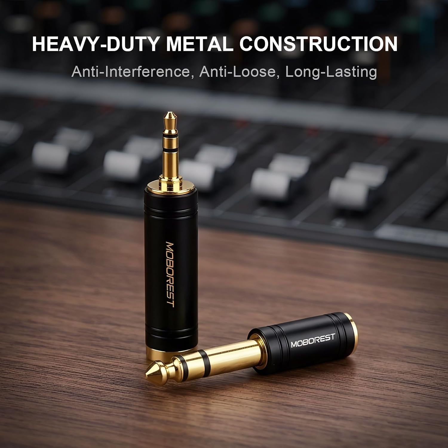 3.5mm to 1/4 (6.35mm) Stereo Pure Copper Headphone Adapter, 2PCS | 1/8 Male to 1/4 Female & 3.5 F to 6.35 M
