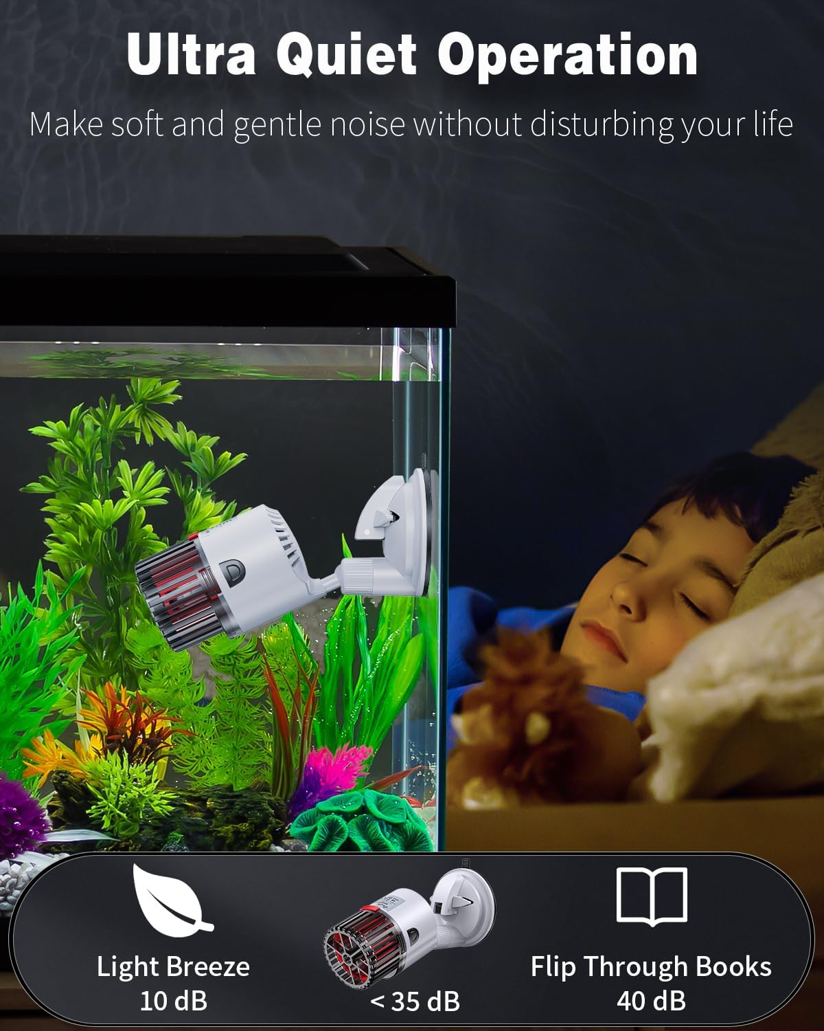 Aquarium Wave Maker for Fish Tanks up to 150 Gallons 2000 GPH Adjustable Circulation Pump with Strong Suction Cup