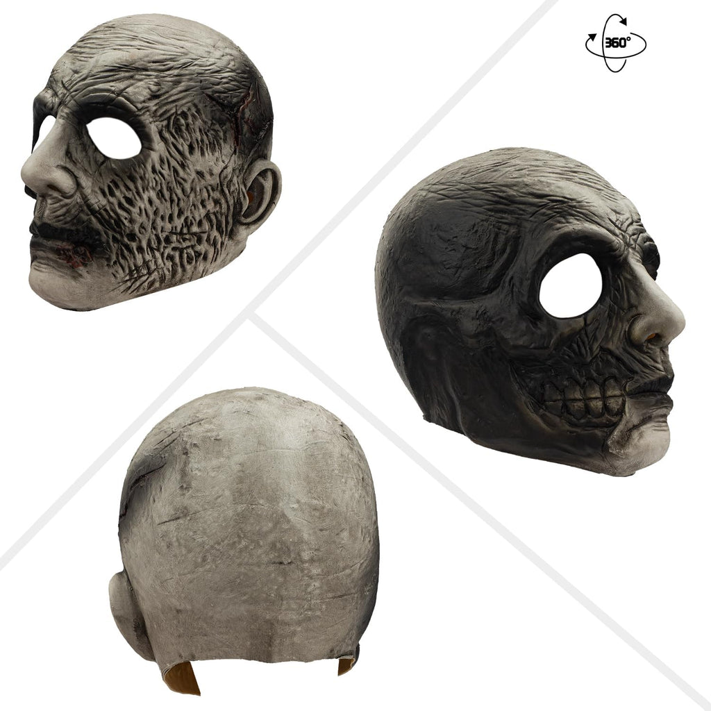 Halloween Skull Mask for Adults, Natural Latex Horror Full Head Mask for Halloween, Cosplay, and Costume Parties