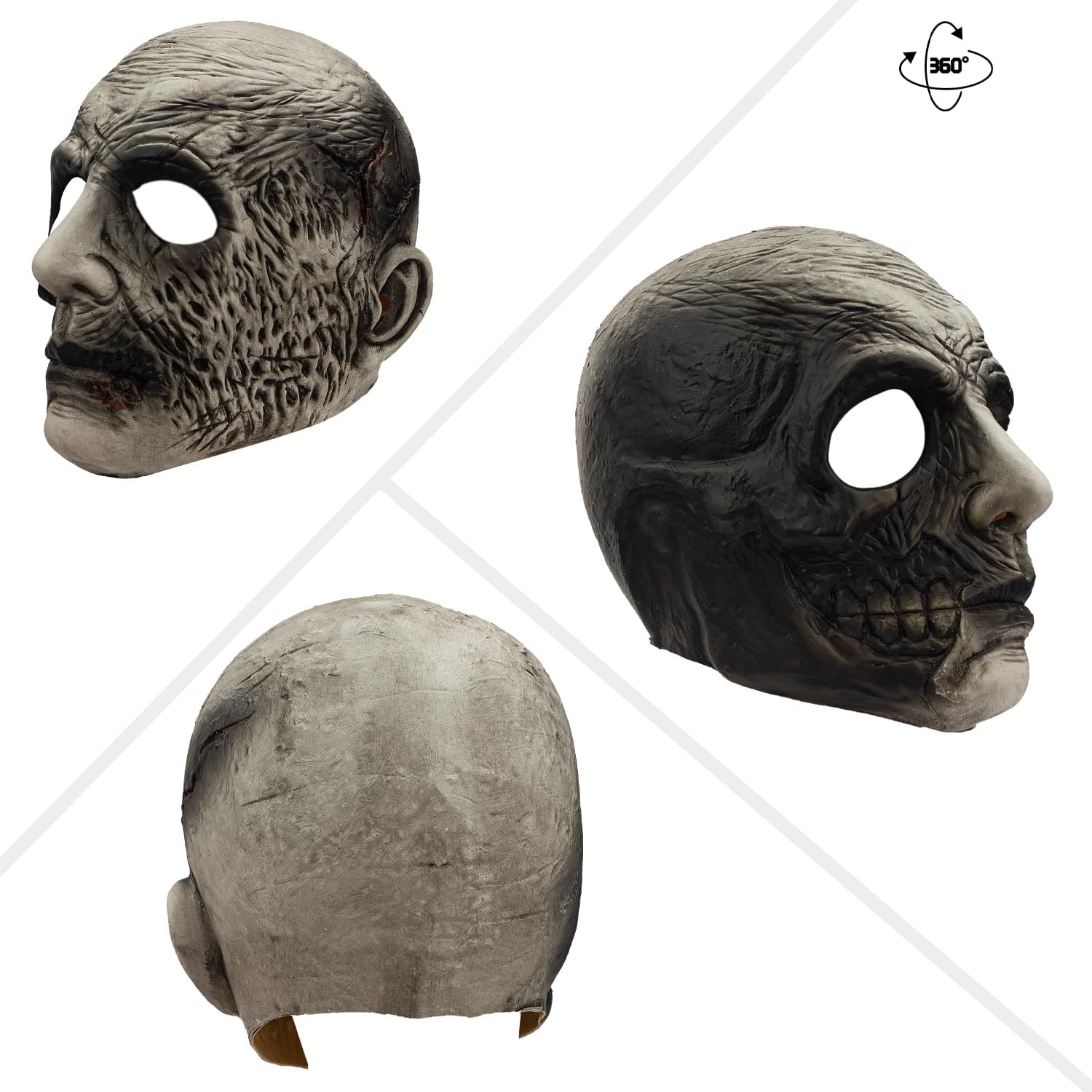 Halloween Skull Mask for Adults, Natural Latex Horror Full Head Mask for Halloween, Cosplay, and Costume Parties